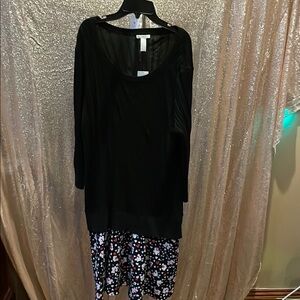 Black sweater dress bodice with floral bottom NWT